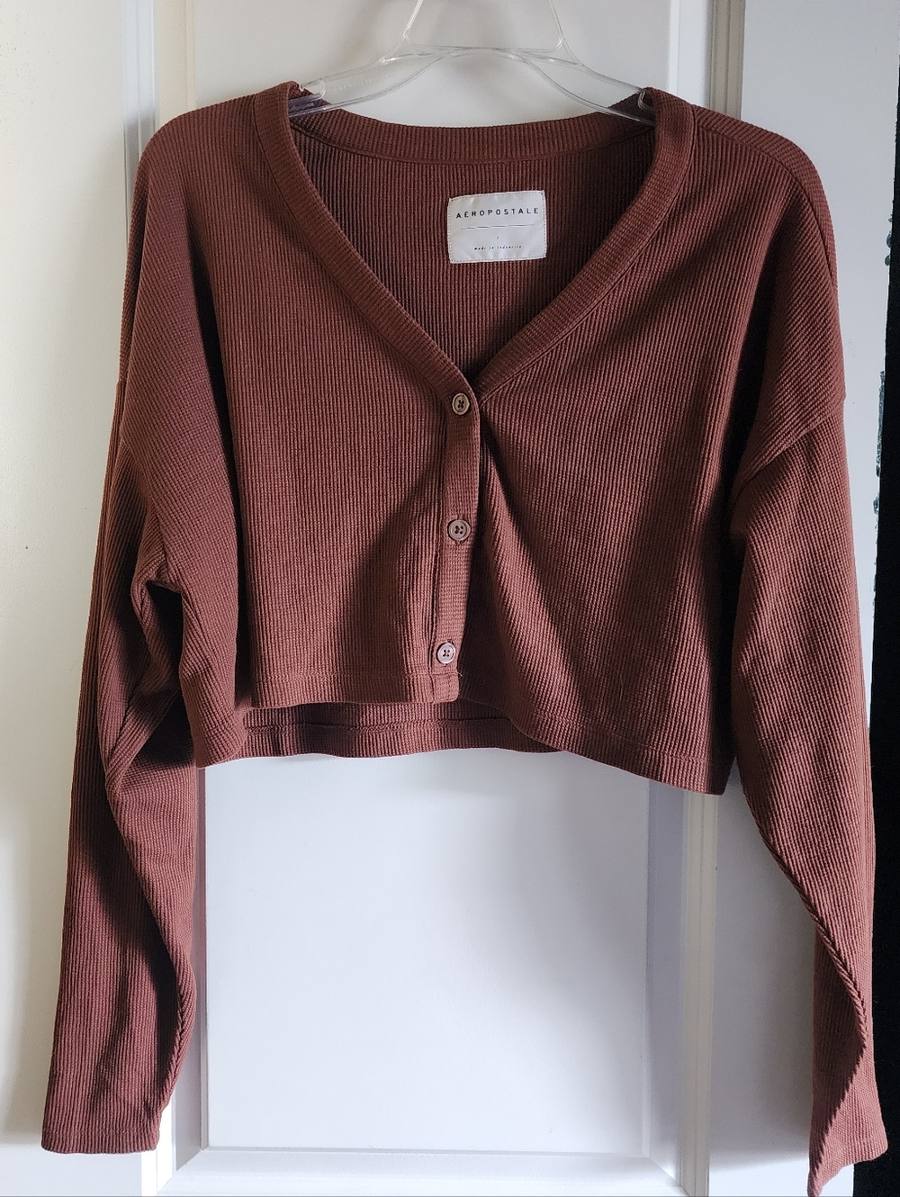Aeropostale Brown Crop Button Up Cardigan